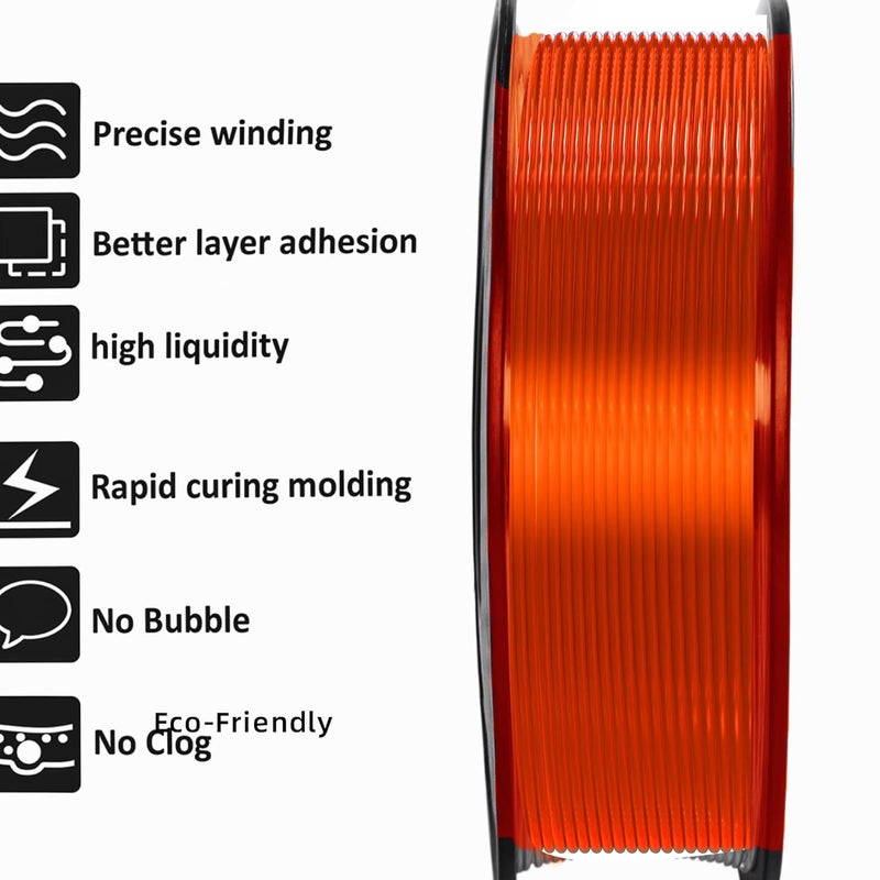 Geeetech TPU Filament 1.75mm, Shore 95A – Flexible 3D Printer Filament with High Elasticity, 1KG (2.2lbs) Spool, Dimensional Accuracy ±0.03mm, Fits Most FDM Printersl, Clear Orange - Image 4
